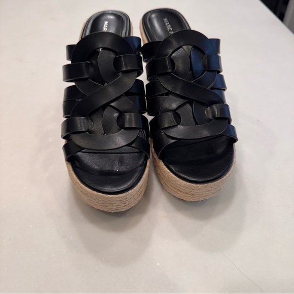 NEW! Marc Fisher Cazzie Espadrille Wedge Slip On Sandals Black Size 8.5 - Picture 3 of 11